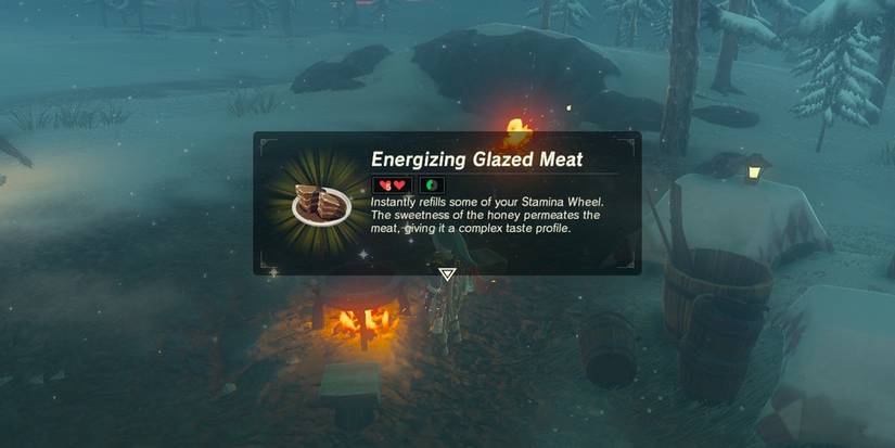 Link cooking Energized Glazed Meat in Breath of the Wild
