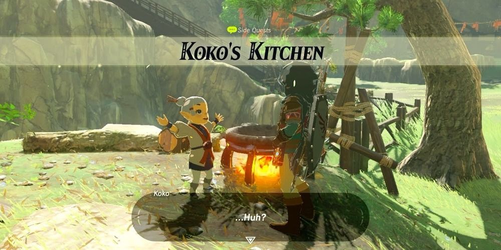 Link starting Koko's Kitchen in Breath of the Wild