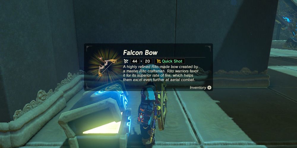 Falcon Bow in the Bareeda Naag Shrine BOTW