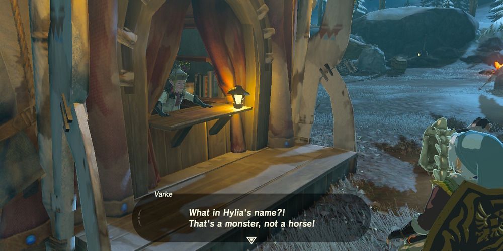 Link trying to board a Stalhorse in Breath of the Wild