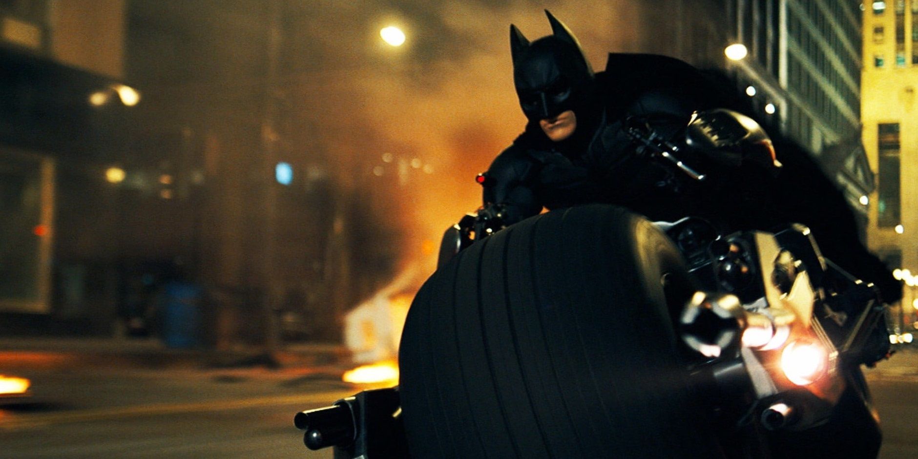 Batman on the Batpod in The Dark Knight