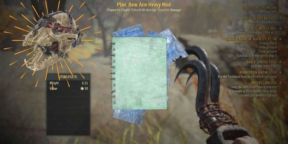 Fallout 76 Bear Claw Heavy Mod Plan