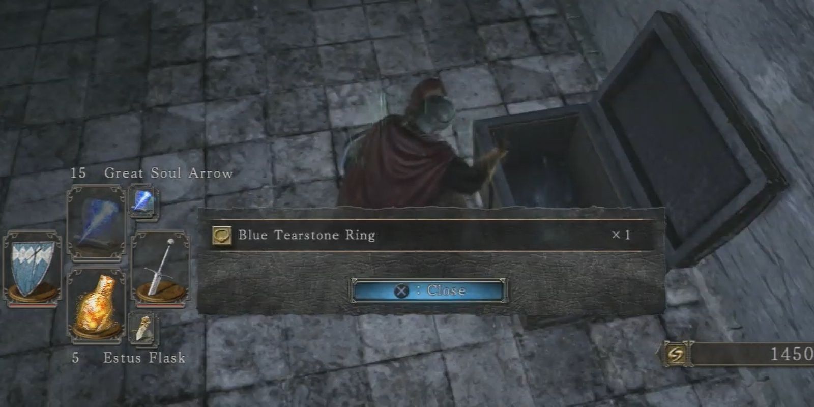 Player finds the Blue Tearstone Ring in a chest