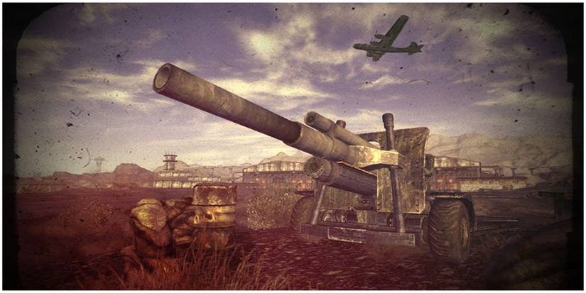 A defensive gun and the Boomers' B-17 in flight