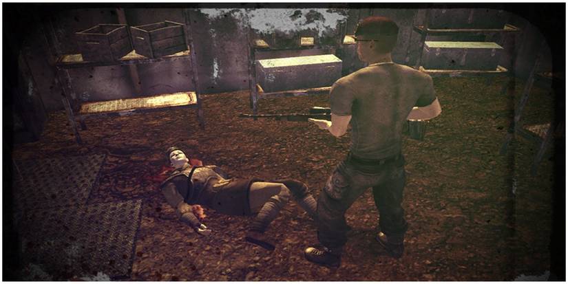 Boone standing over the body of Captain Gilles