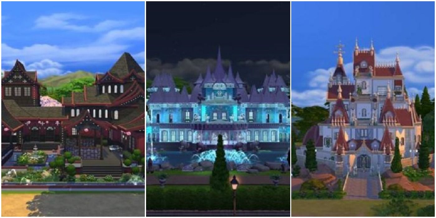 The Sims 4 Left Assassin's Castle Center Magic Castle 2 Right Beauty and the Beast Castle