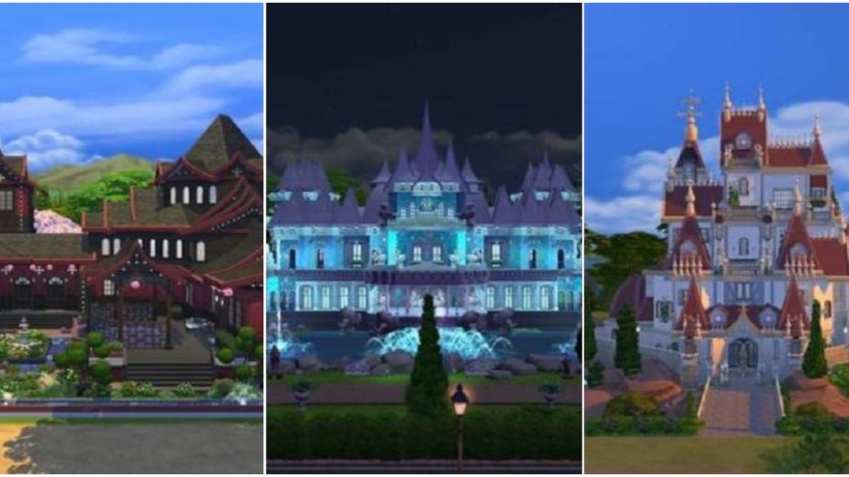 The Sims 4 Left Assassin's Castle Center Magic Castle 2 Right Beauty and the Beast Castle