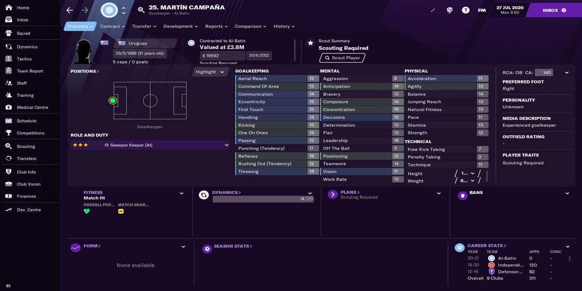 Football Manager 21 - Campana profile