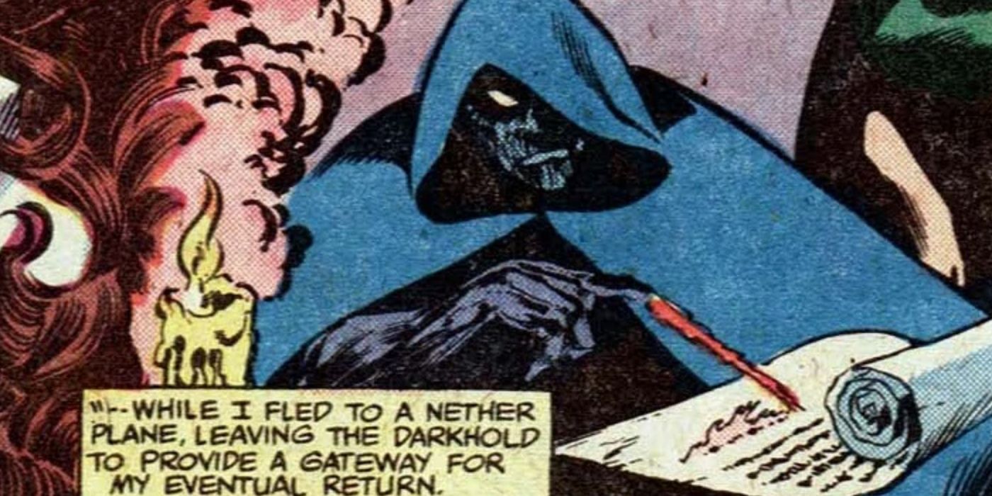 Chthon writing the Darkhold in Marvel Comics