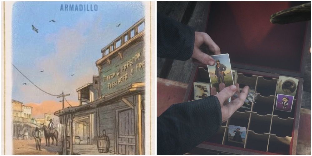 The Armadillo cigarette card and chest of cards