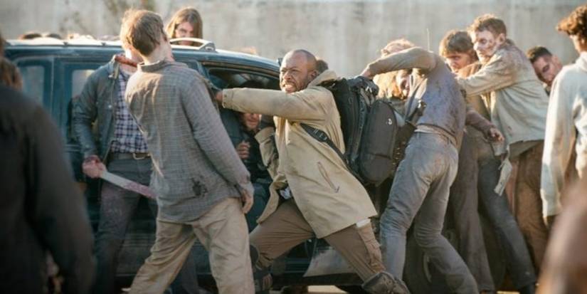 Morgan Fighting Zombies From The Walking Dead