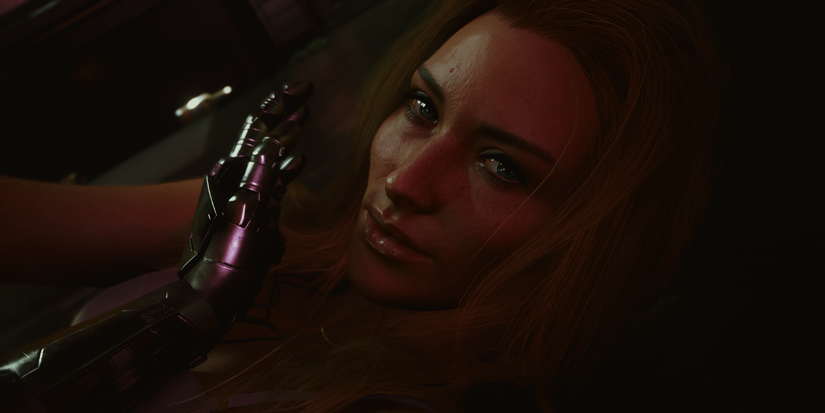 Cyberpunk 2077 alt cunningham during romance scene with johnny silverhand