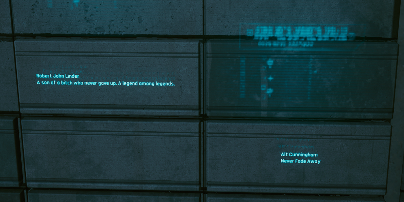 Cyberpunk 2077 Alts name is in the columbarium
