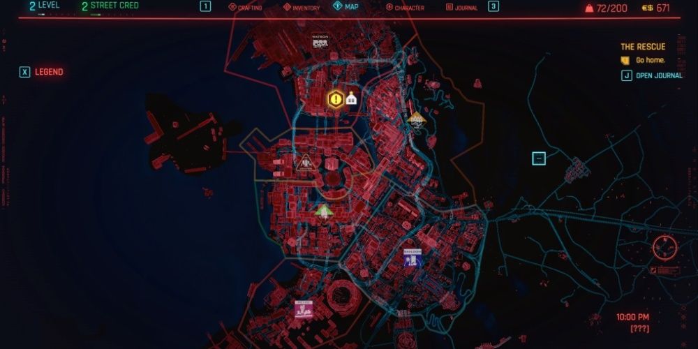 Полная внутриигровая карта ночного города