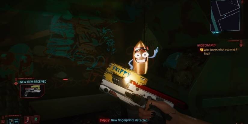 Cyberpunk 2077 Picking Up And Equipping Skippy For The First Time