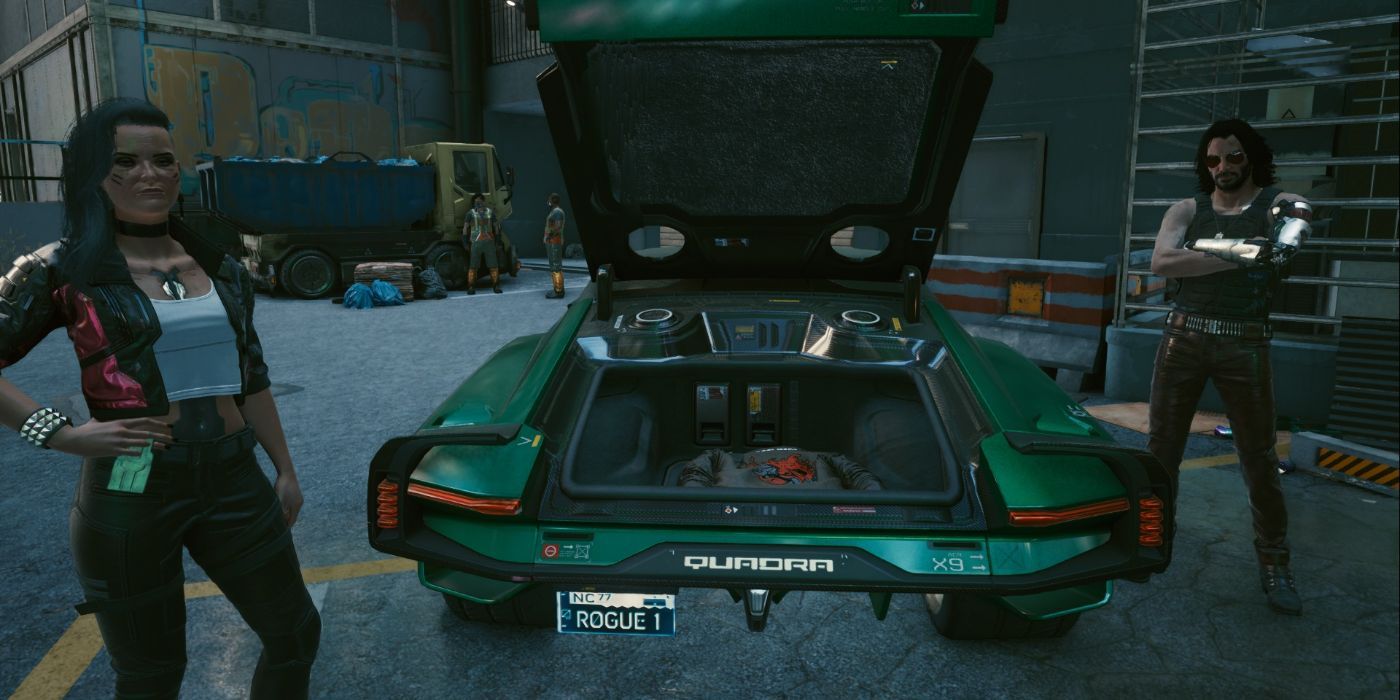 Cyberpunk 2077 Rogue's car and Johnny Silverhand