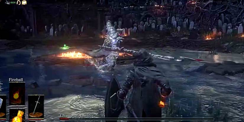 the boss champion gundyr using his jab attack.