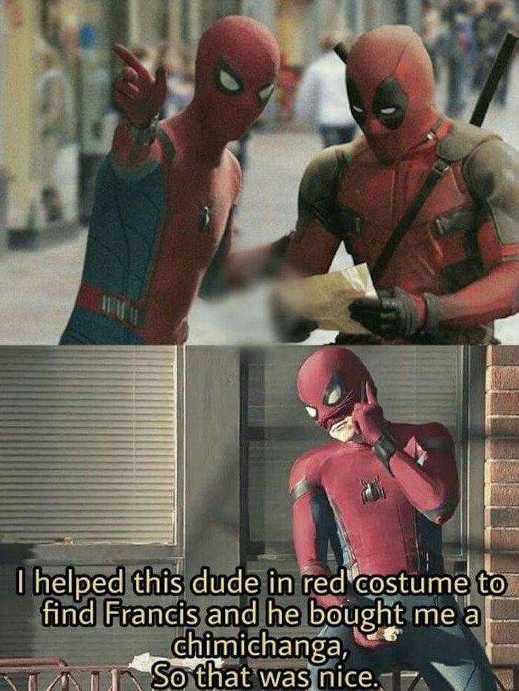 Meme/comic of Deadpool and Spider-Man