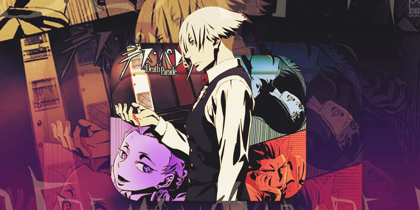 Promotional Artwork For Death Parade Featuring A Large Portion Of The Main Cast Of Characters