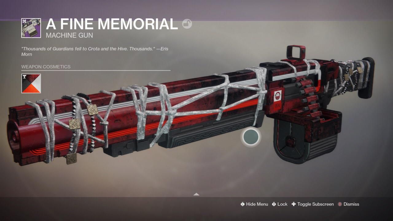Destiny 2 a fine memorial machine gun