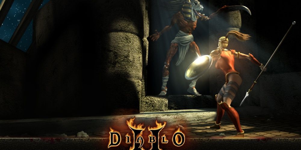 Diablo 2 Amazon Fighting a Demon Render