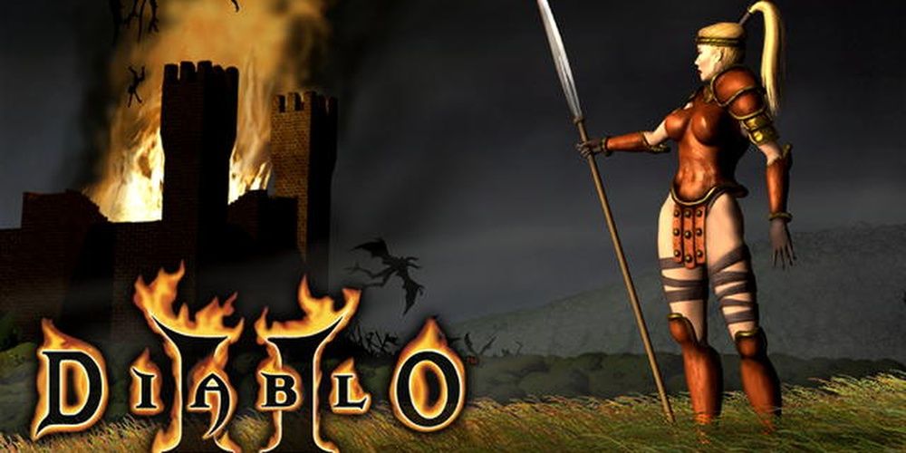 Diablo 2 Amazon Facing A Burning Castle