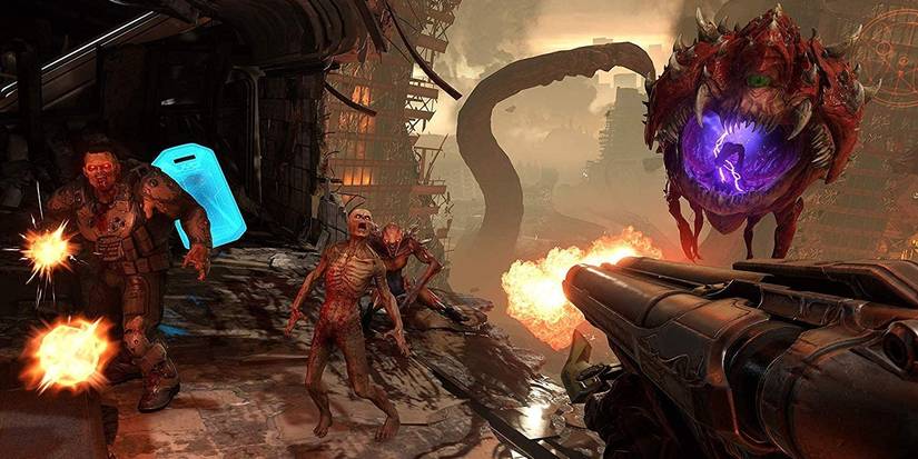 The Slayer fights demons in Doom Eternal