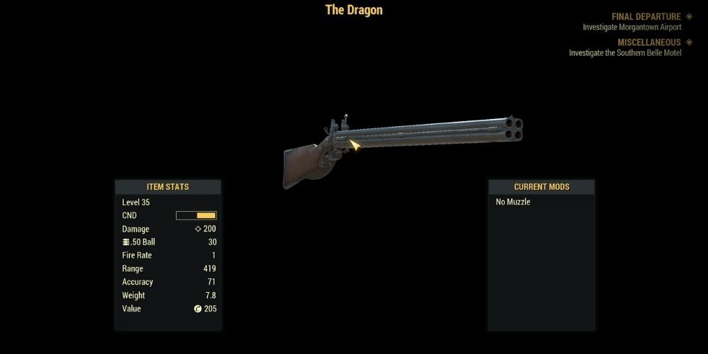 Fallout 76 The Dragon Четырехствольная винтовка с черным порохом Скриншот