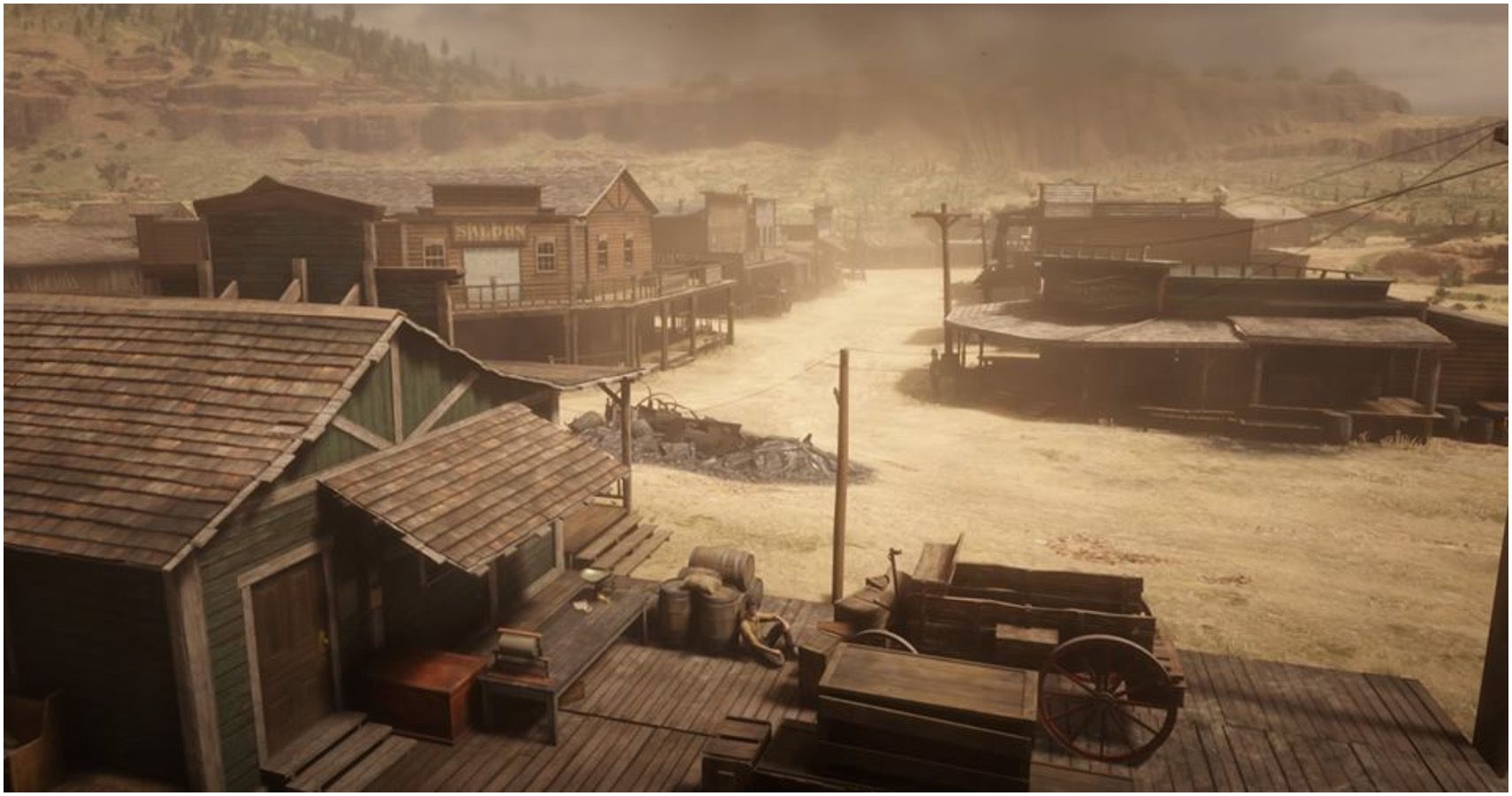 An overhead view of Armadillo in RDR2