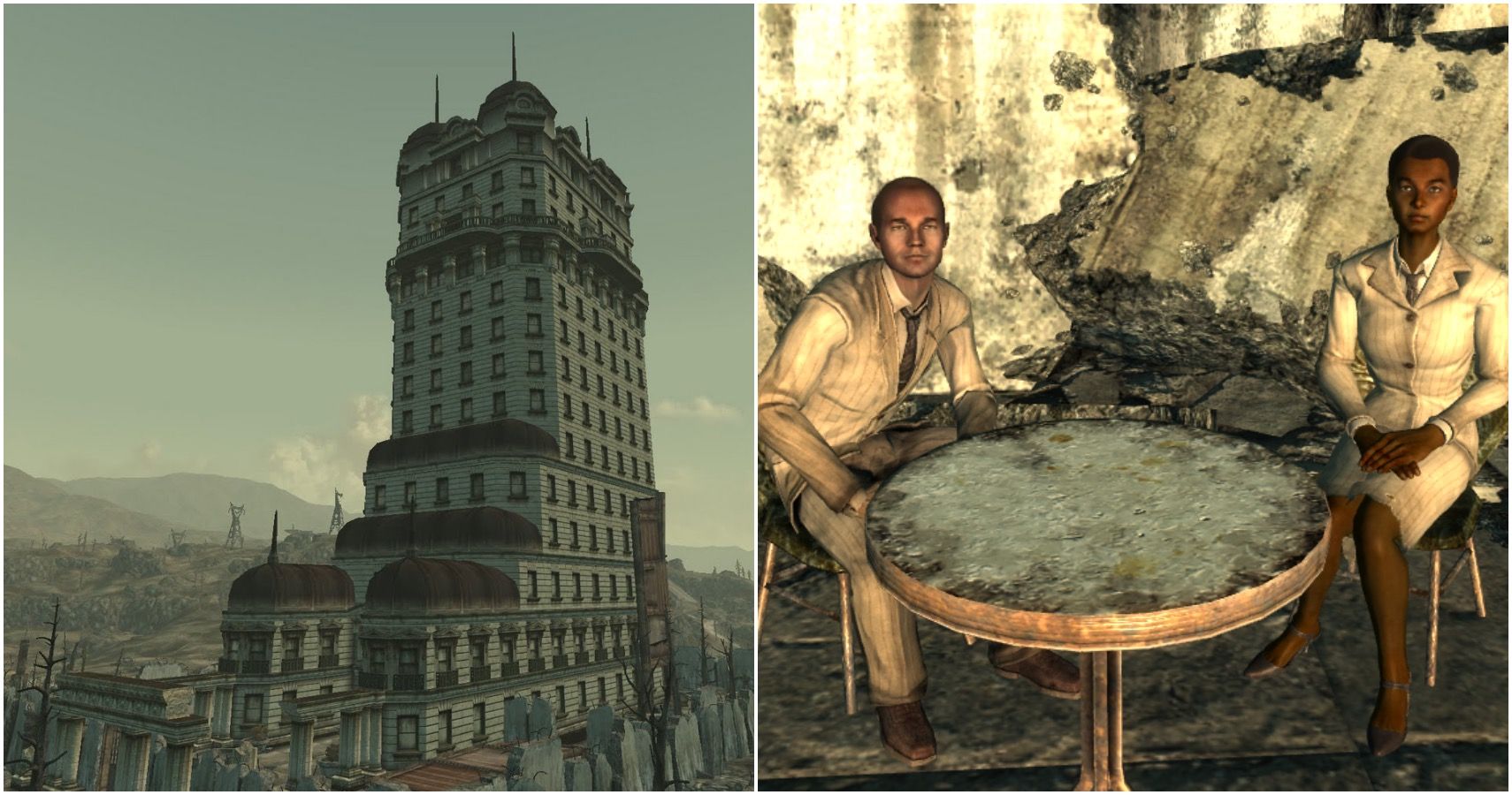 Tenpenny Tower and residents in the courtyard area