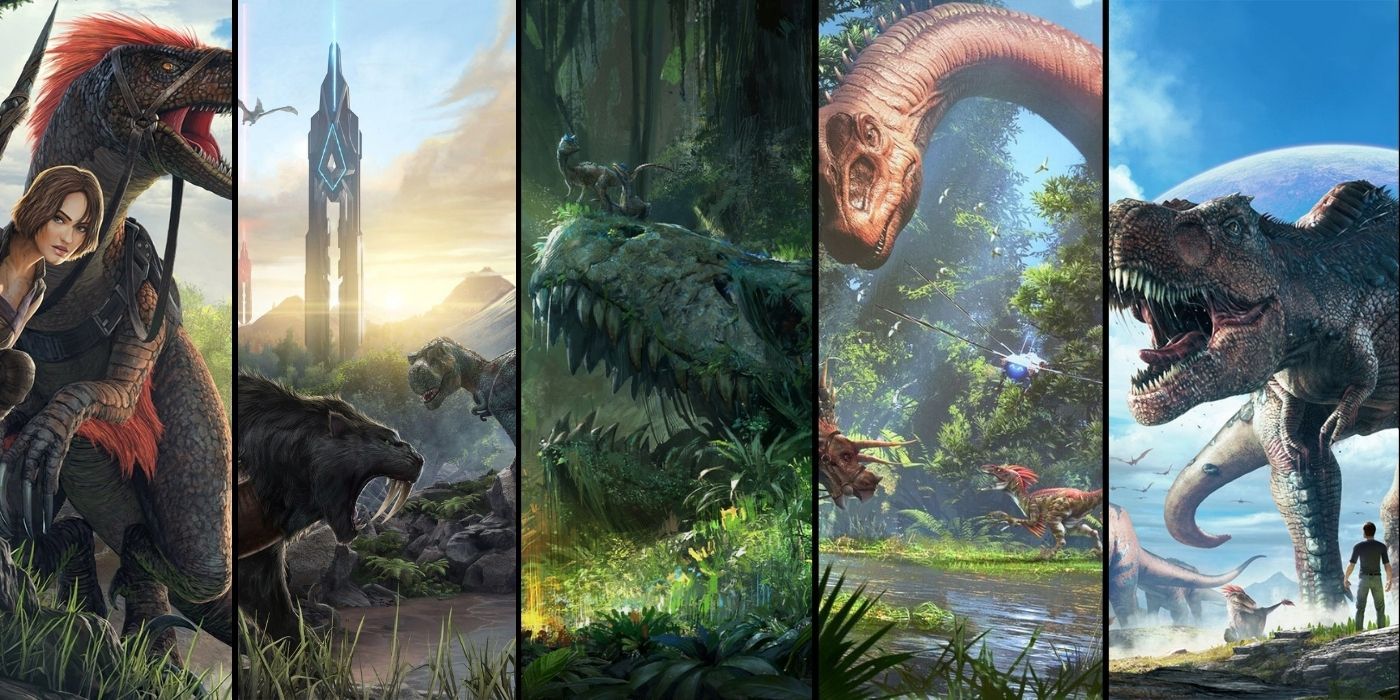 ARK: Survival Evolved Feature Image, 5 Posters Collage