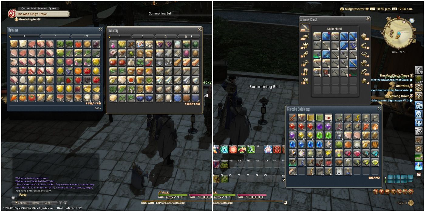 Final Fantasy 14 Inventory Clutter