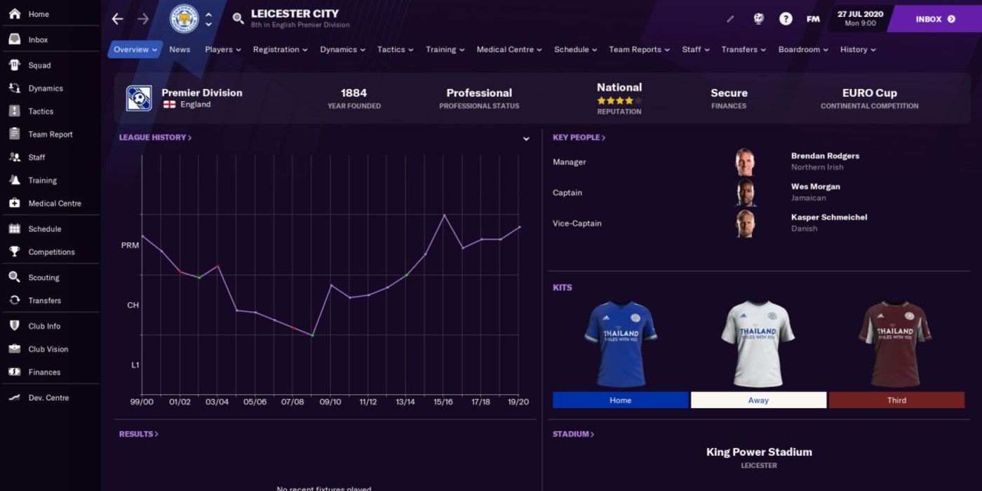 Football Manager Leicester City Main Screen