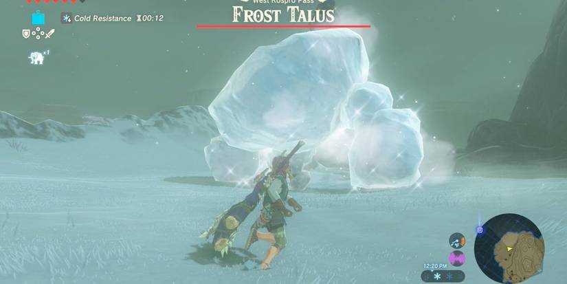Link battling a Frost Talus in Breath of the Wild