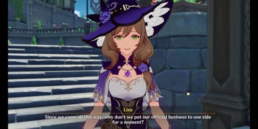 Genshin Impact Lisa talking about putting business aside with player