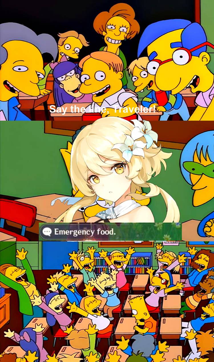 Genshin Impact Simpsons Traveller Meme