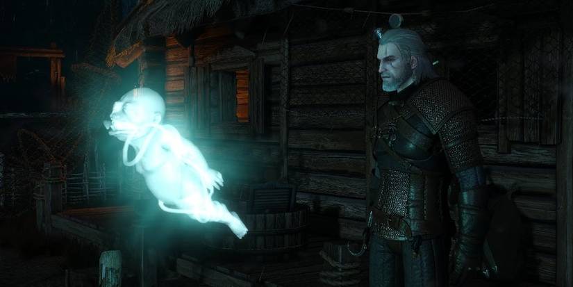 Geralt follows Dea the lubberkin in The Witcher 3