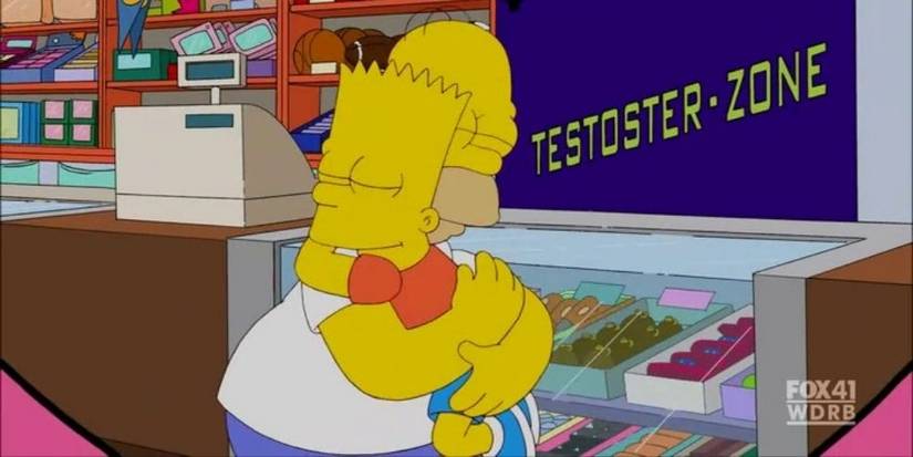 The Simpsons Homer and Bart Hugging