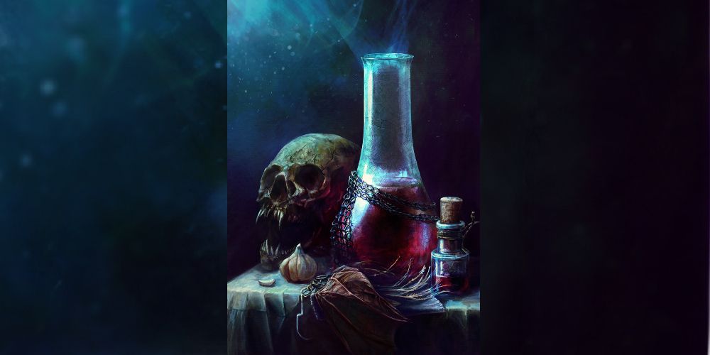 card art of black potion from gwent.