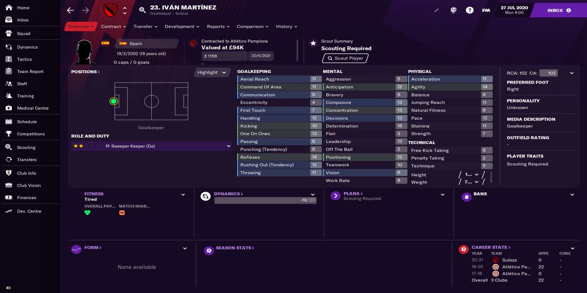 Football Manager 21 - Ivan Martinez profile