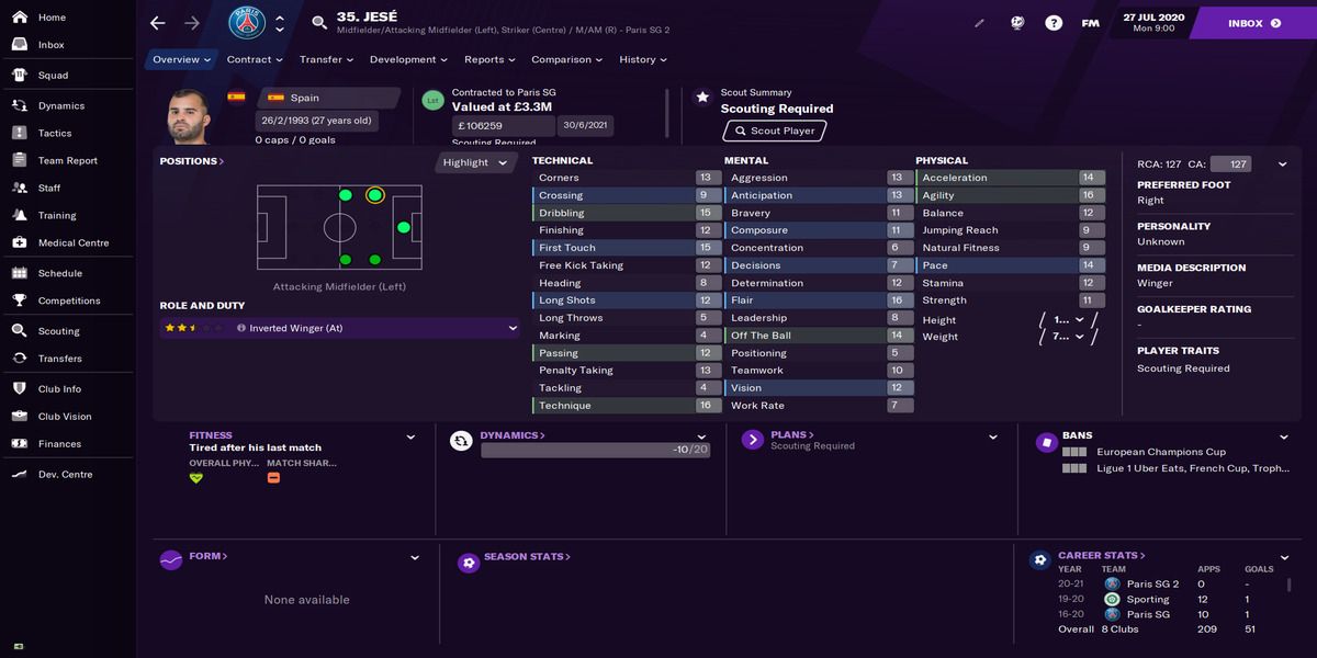 Football Manager 21 - Jese profile