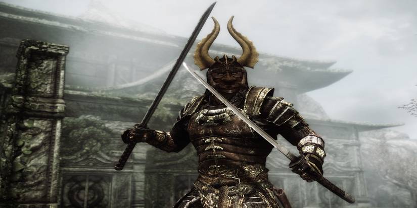 Skyrim Mod Kamal Demon People of Akavir Playable Race Cloud Runner Temple Courtyard