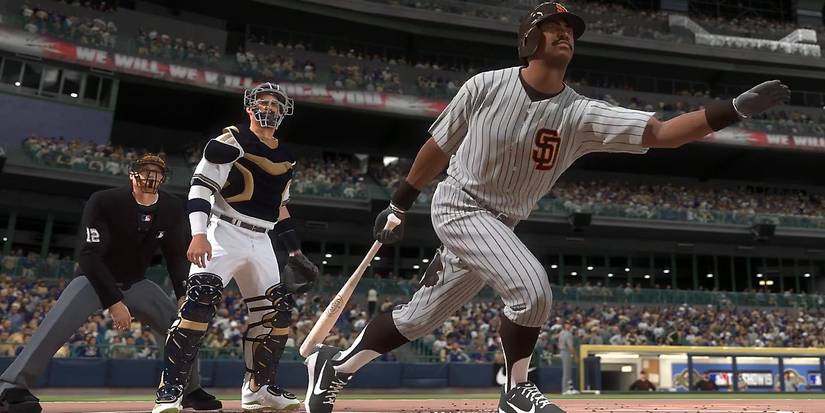 MLB the show player swinging