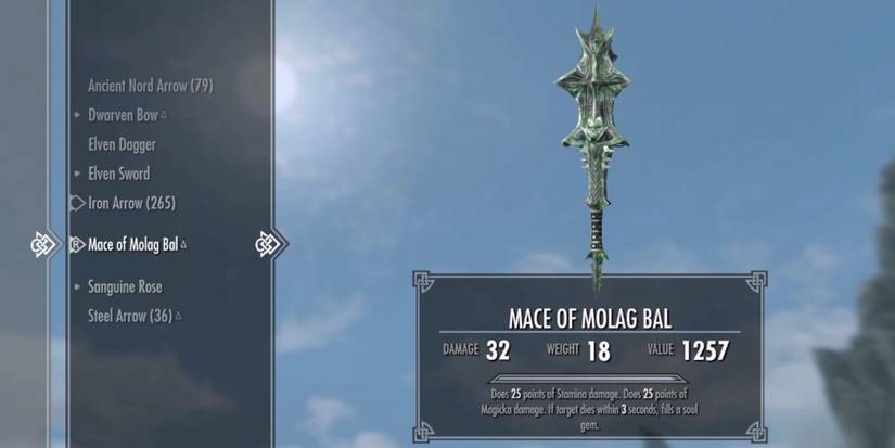 Mace of Molag Bal statistics - Skyrim Mace of Molag Bal Facts