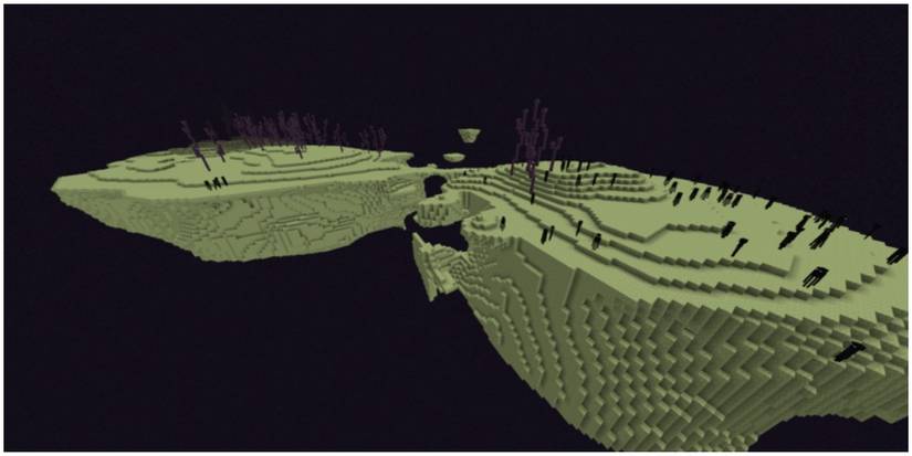 An overhead view of the islands that make up The End