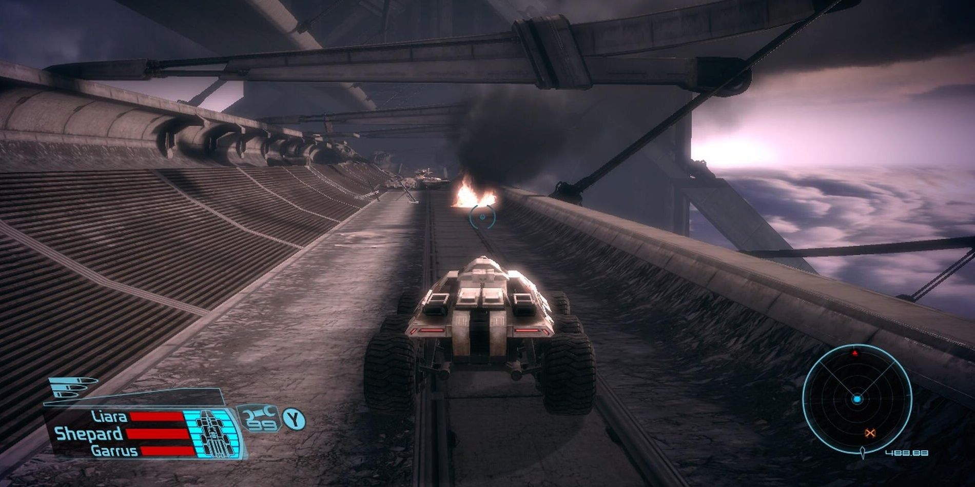 Shephard drives the Mako in Mass Effect