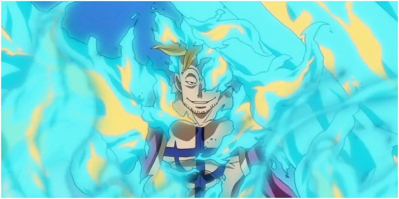 Marco Surrounded By His Blue Flames In One Piece