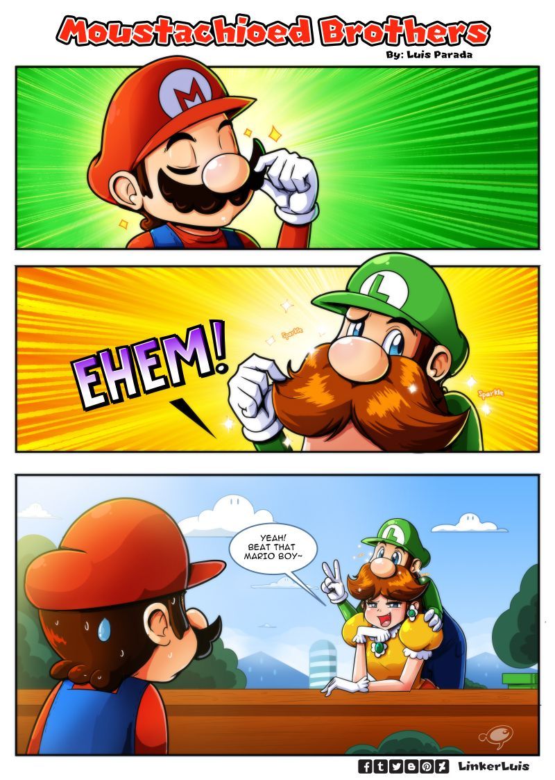 Mario Luigi moustache meme