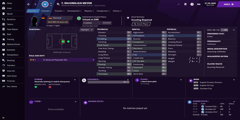 Football Manager 21 - Meyer profile