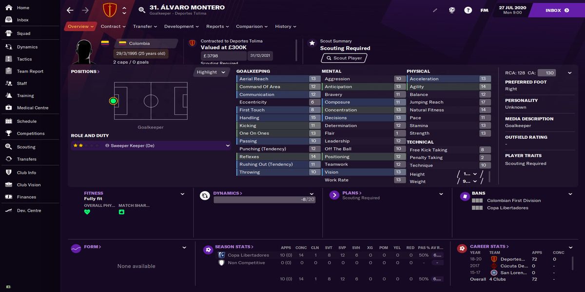 Football Manager 21 - Montero profile